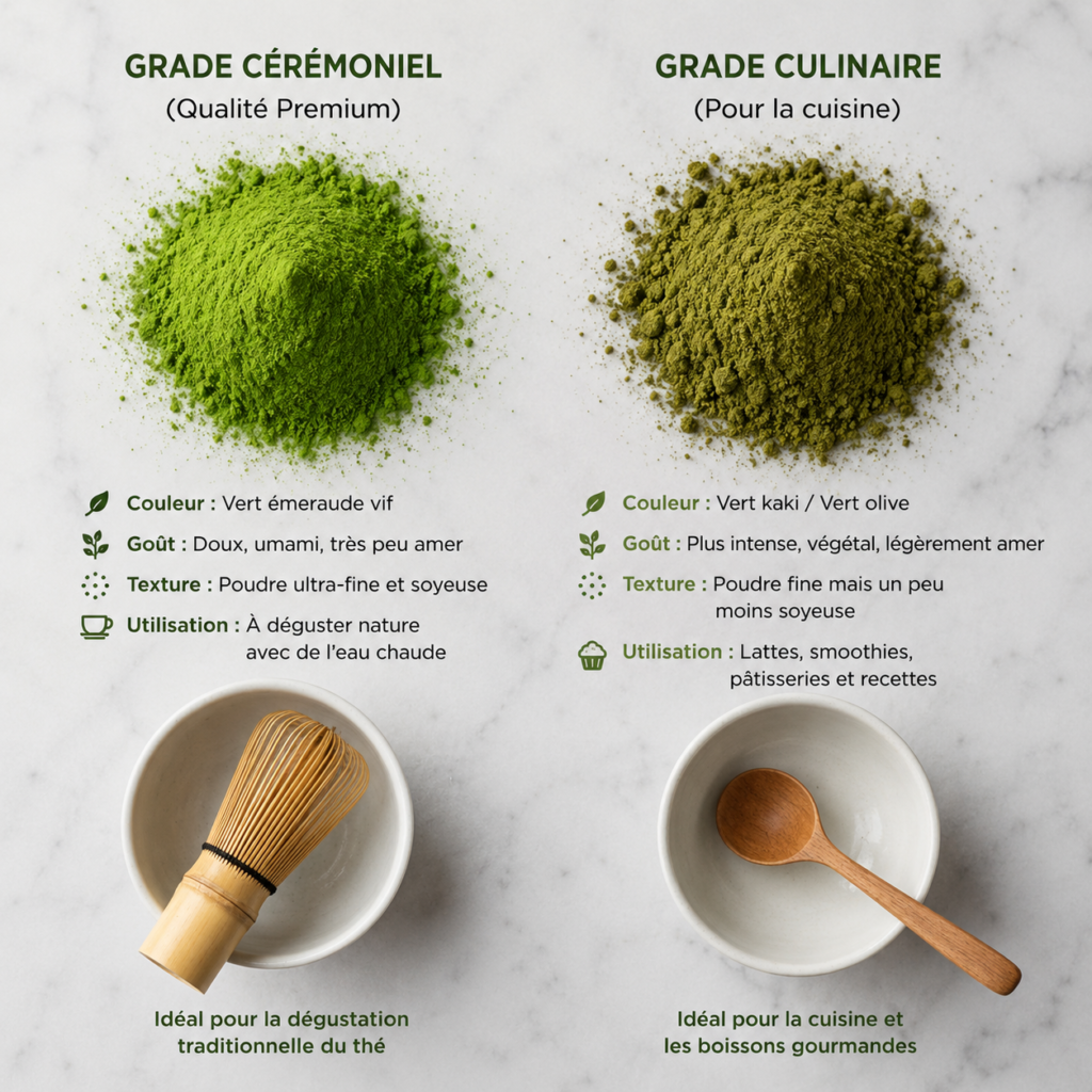 Matcha cérémoniel vs matcha culinaire : quelles différences et lequel choisir ?